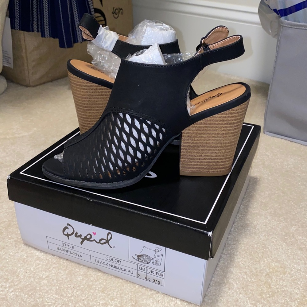 Black Heel with cut out toe and heel